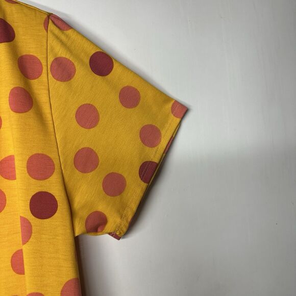 Lularoe Women’s XL Yellow Polka Dot Short Sleeve Tunic Top - Picture 3 of 6